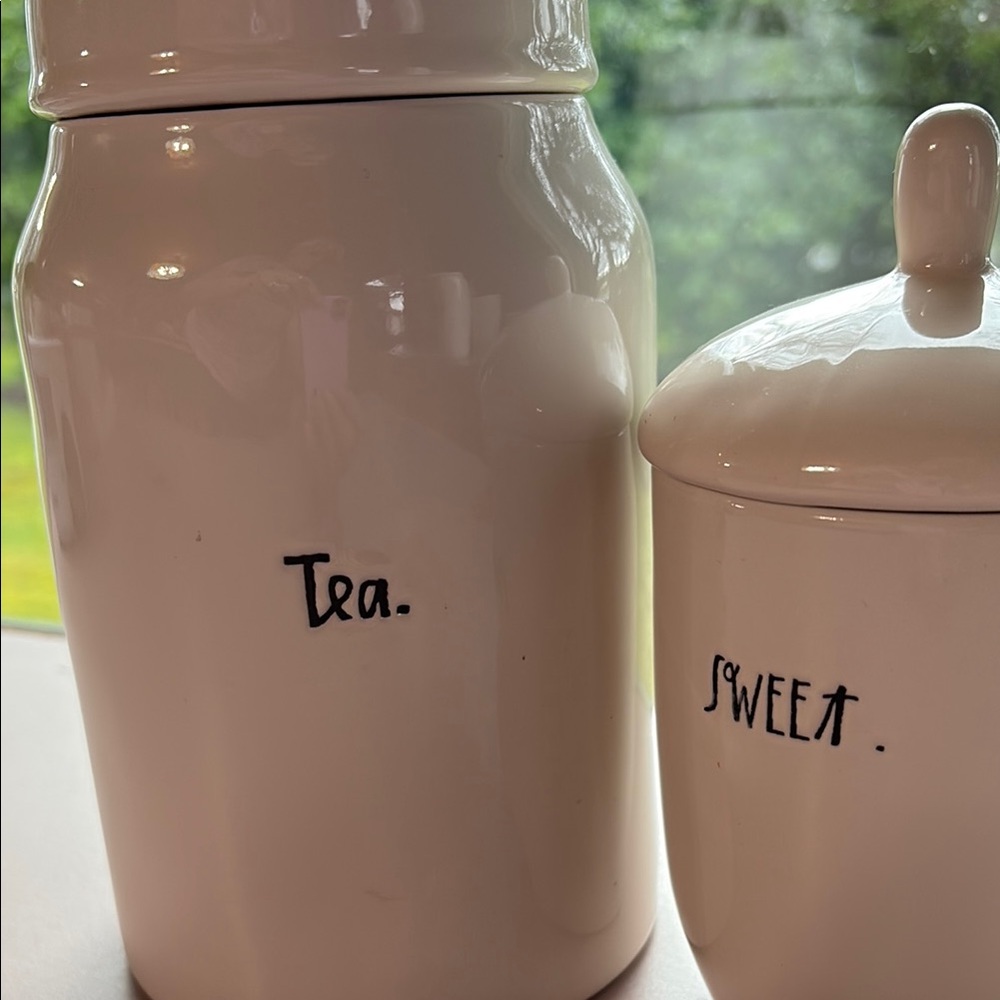 Rea Dunn Ceramic Tea and Sweet Canister Set - Cream